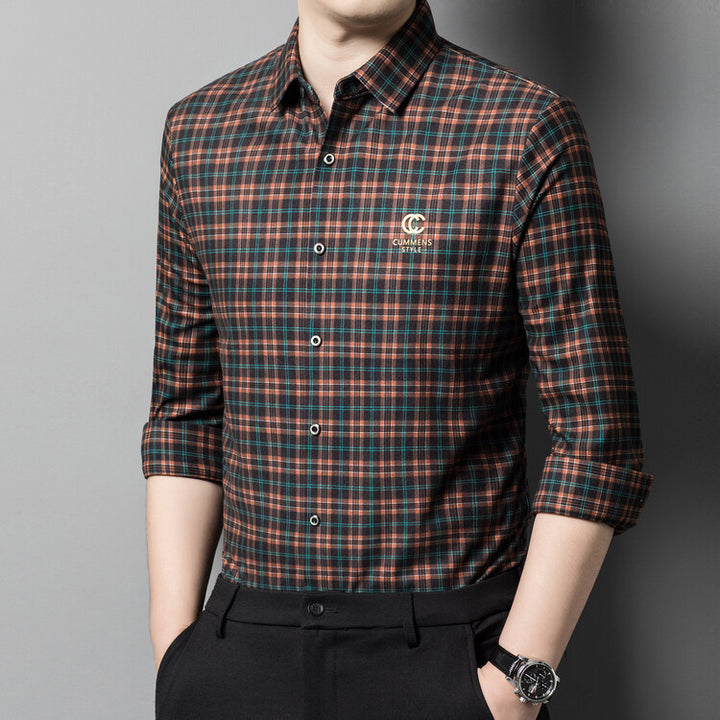 Herren elegantes kariertes Hemd mit Button-Down-Kragen Echoarchiv