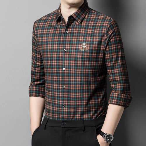 Herren elegantes kariertes Hemd mit Button-Down-Kragen Echoarchiv