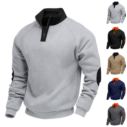 Herren nan Halbzip-Fleecepullover mit Stehkragen Raglanärmeln und Ellenbogenpatches Echo Archiv