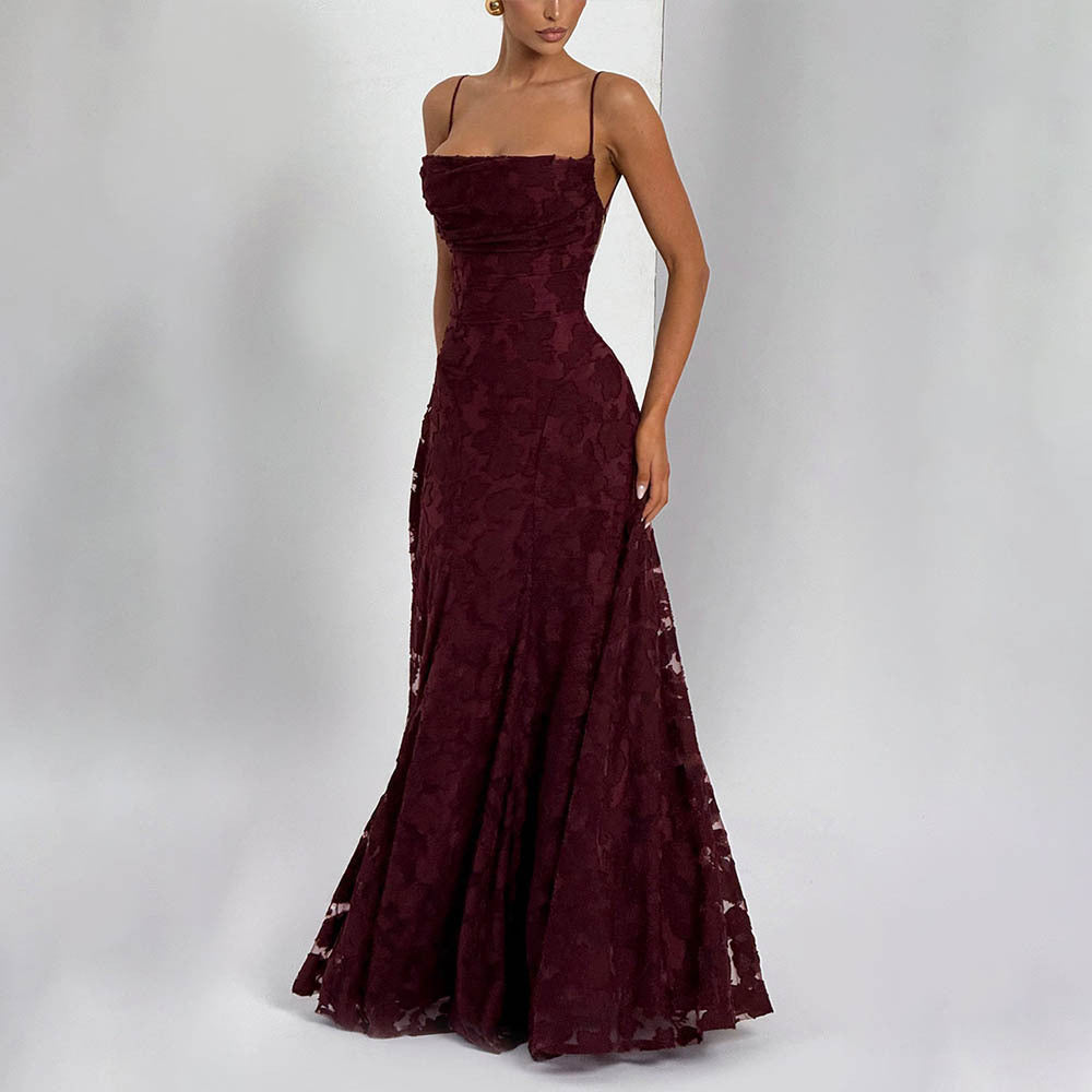 Damen Maxikleid mit floralem Spitzenmuster und schwingendem Rock Echo Archiv