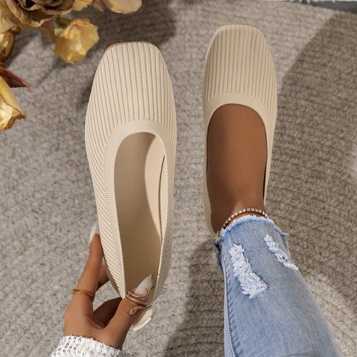 Damen Atmungsaktive Strick‑Ballerinas mit quadratischer Spitze Echo Archiv