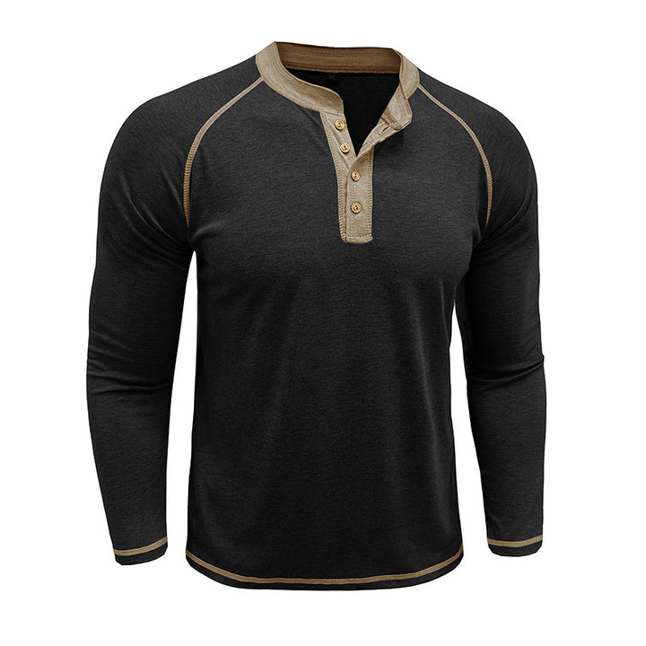 Herren Langarm-Henley-Shirt mit stilvollen Knopfdetails und atmungsaktivem Material Echoarchiv