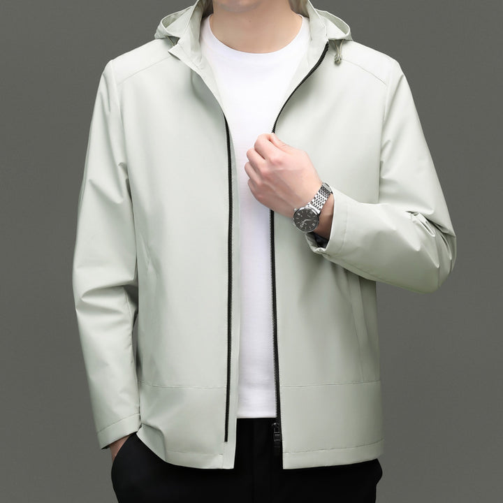 Herren elegante Übergangsjacke mit verstellbarem Kapuzenkragen und wasserabweisendem Material Echoarchiv