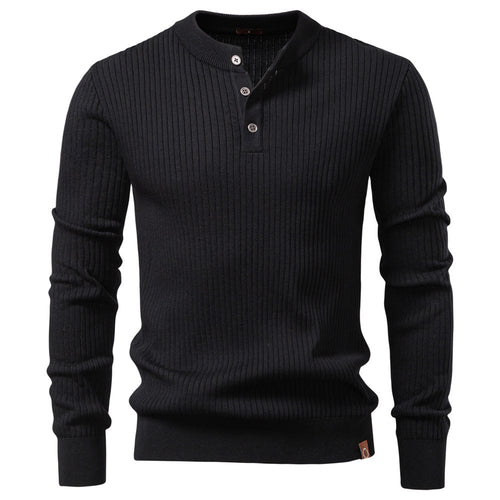 Herren nan gerippter Langarm-Henleypullover mit Stehkragen, feinem Rippstrick und schmaler Passform Echo Archiv
