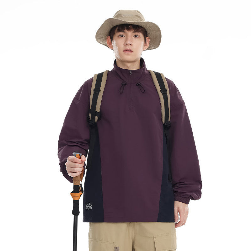 Herren leichter Nylon-Anorak mit Halbreißverschluss, Kordelzugsaum und Raglanärmeln Echo Archiv