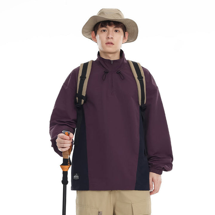 Herren leichter Nylon-Anorak mit Halbreißverschluss, Kordelzugsaum und Raglanärmeln Echo Archiv