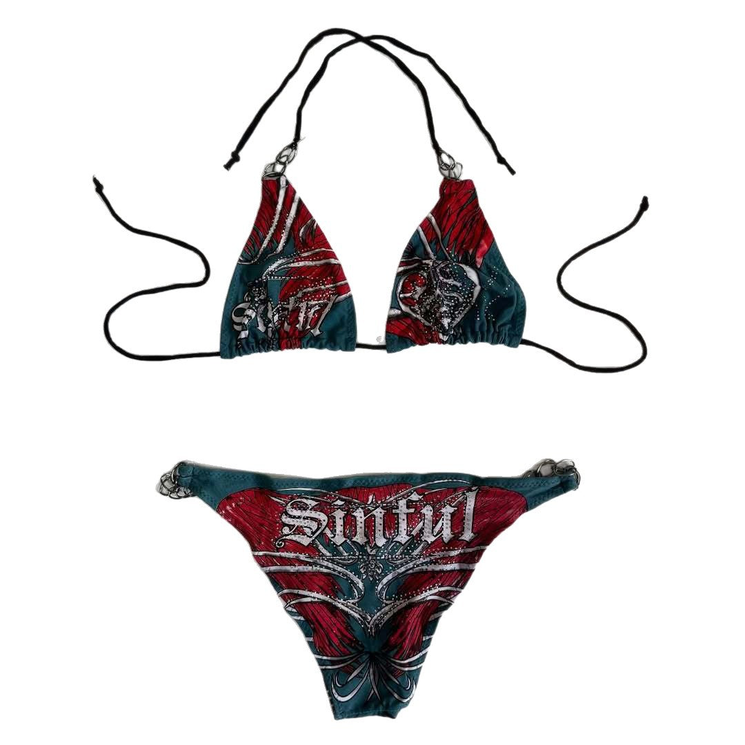 Damen Bikini mit einzigartigem Druck und verstellbaren Trägern Echo Archiv