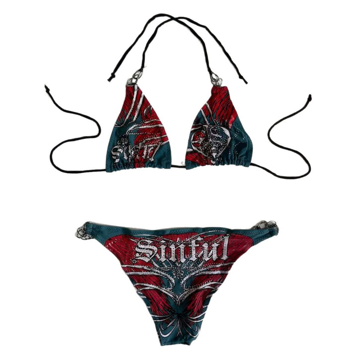 Damen Bikini mit einzigartigem Druck und verstellbaren Trägern Echo Archiv