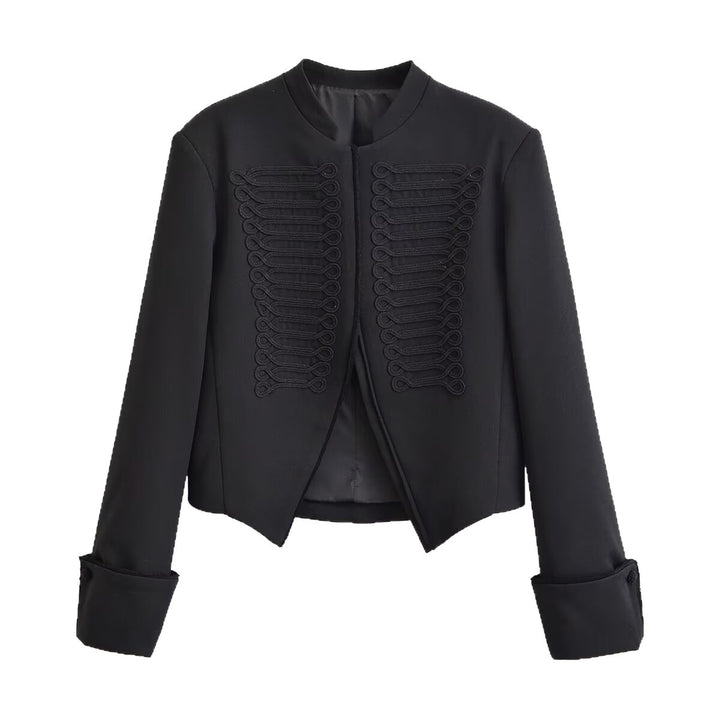 Damen Cropped Blazer im Husarenstil mit geflochtenen Zierkordeln Echoarchiv