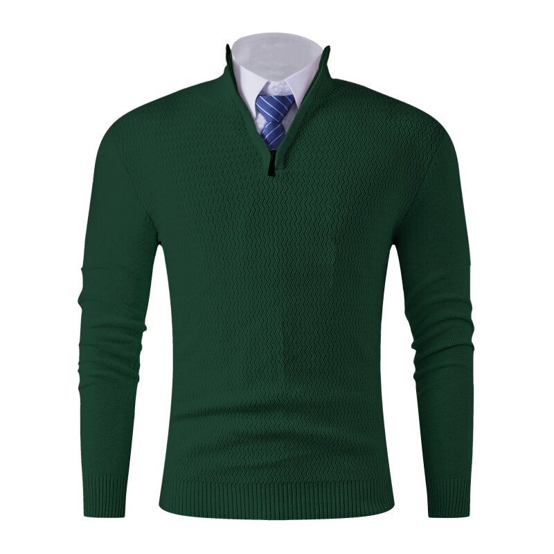 Herren Strickpullover mit modernem Stehkragen und strukturiertem Design Echoarchiv