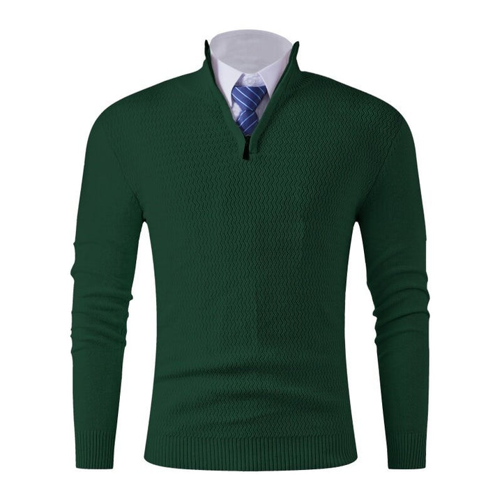 Herren Strickpullover mit modernem Stehkragen und strukturiertem Design Echoarchiv