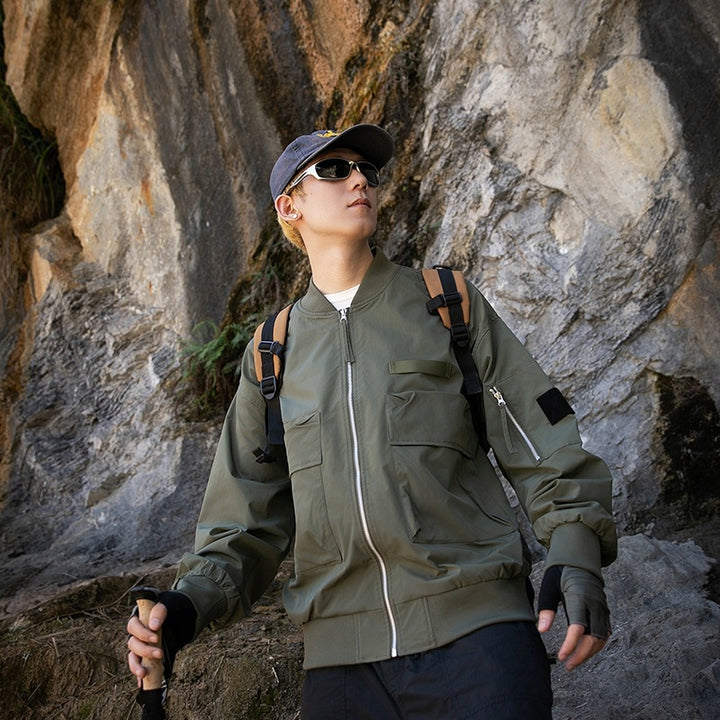 Damen Oversize Multifunktionale Field-Bomberjacke mit Cargo-Taschen & gerippten Bündchen Echoarchiv