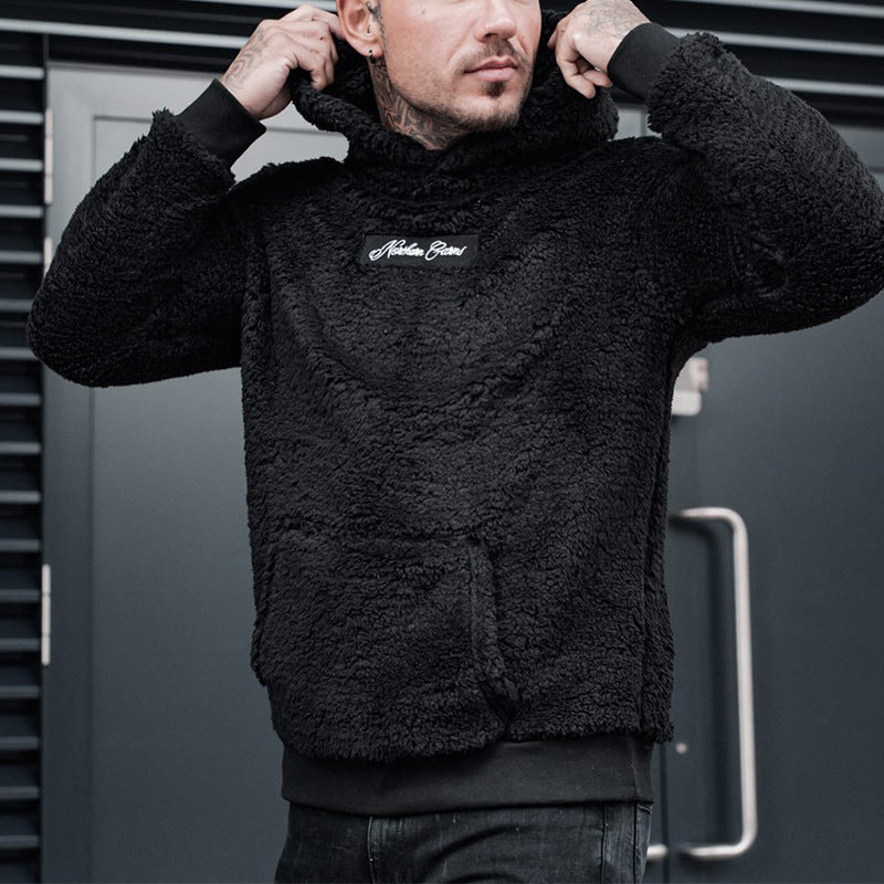 Herren kuscheliger Fleece-Hoodie mit Kängurutasche und hohem Kragen Echoarchiv
