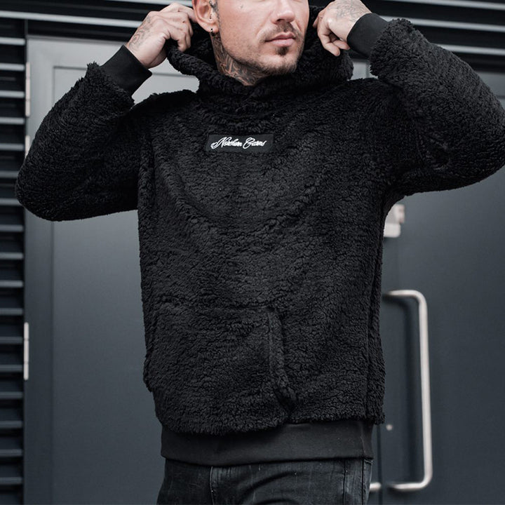 Herren kuscheliger Fleece-Hoodie mit Kängurutasche und hohem Kragen Echoarchiv