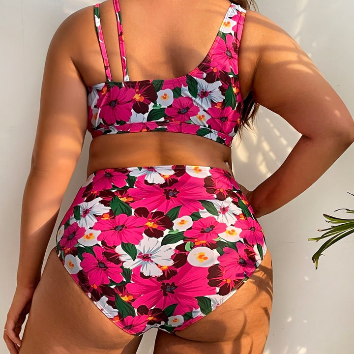 Damen nan Bikini-Set große Größen mit geformtem BH, V-Ausschnitt und hochgeschnittenem Taillenslip Echo Archiv