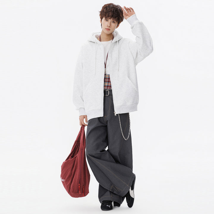 Unisex Oversize Kapuzen-Sweatjacke mit durchgehendem Reißverschluss, Kängurutaschen und gerippten Bündchen Echo Archiv