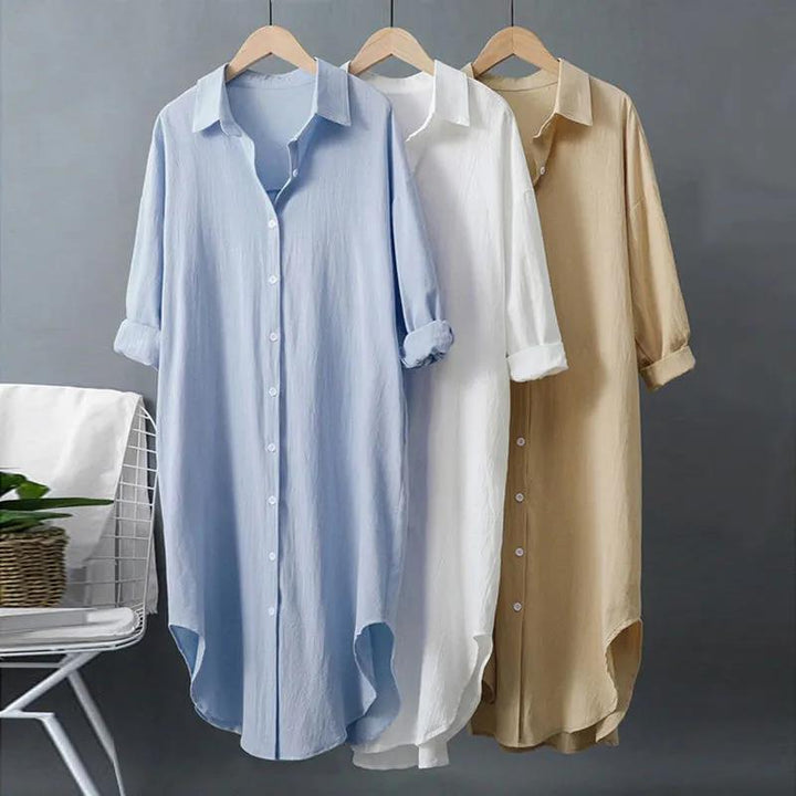 Damen oversized Blusenhemd in lässigem Schnitt mit Knopfleiste Echoarchiv