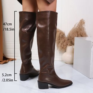 Damen Kniehohe Stiefel mit spitzer Zehenpartie und mittelhohem Blockabsatz – Lioré