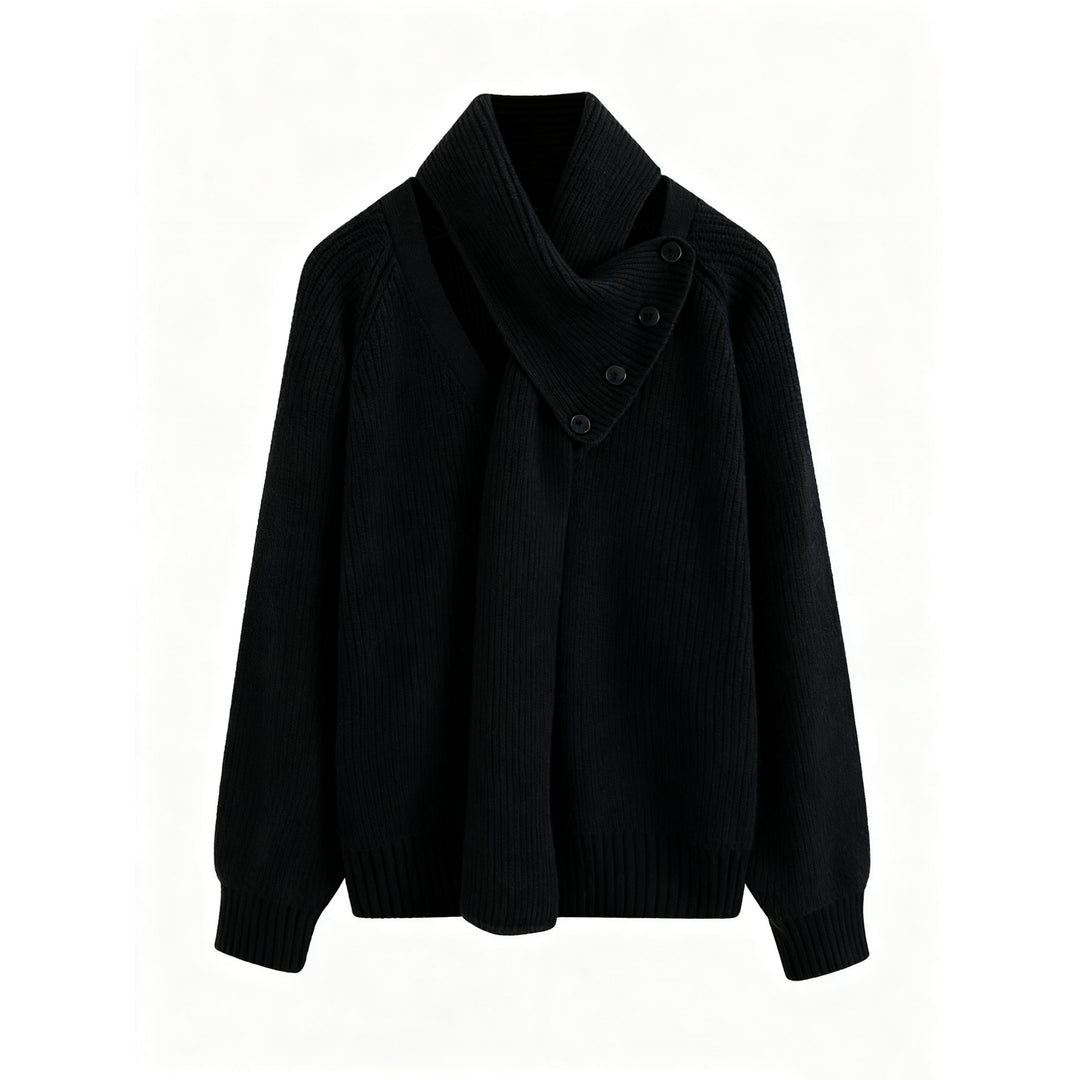 Damen Grobstrickpullover mit asymmetrischem Kragen Echoarchiv