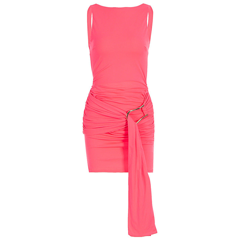 Damen figurbetontes Mini-Kleid mit eleganten Drapierungen und raffiniertem Bund Echo Archiv