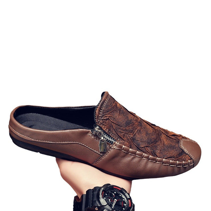 Herren Mokassin-Slipper aus Leder mit seitlichem Reißverschluss und gepolstertem Fußbett – Tavélo