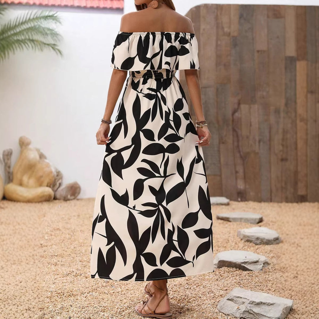 Damen Maxikleid mit schulterfreier Schnittführung und floralem Muster Echo Archiv