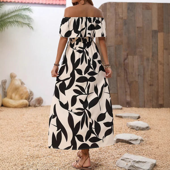 Damen Maxikleid mit schulterfreier Schnittführung und floralem Muster Echo Archiv