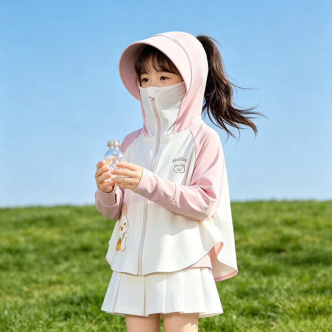 Kinder Sonnenschutzjacke mit Kapuze und atmungsaktivem Stoff