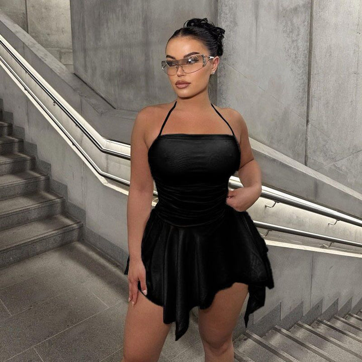 Damen Trendiges Mini-Kleid mit asymmetrischem Saum und Raffungen Echo Archiv
