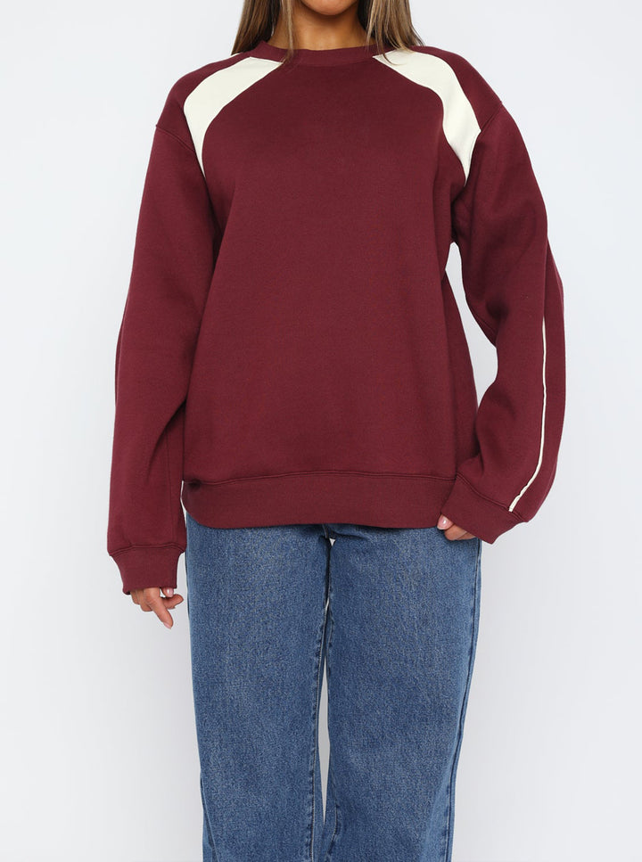 Damen Oversize-Sweatshirt mit kontrastbesetzten Raglanärmeln – Avérine