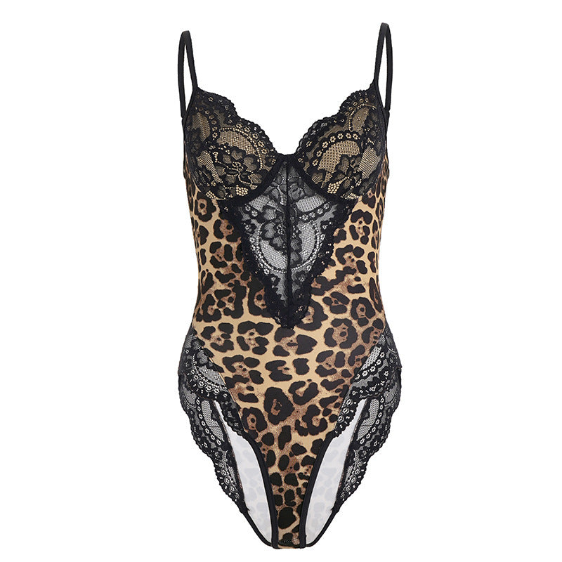 Damen-Spitzen-Bodysuit mit animalischem Muster und sexy Cut-Outs Echo Archiv