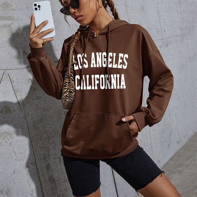 Damen Oversize-Kapuzenpullover im Collegestyle mit Kängurutasche, Retro-Logoprint und French-Terry-Futter Echoarchiv