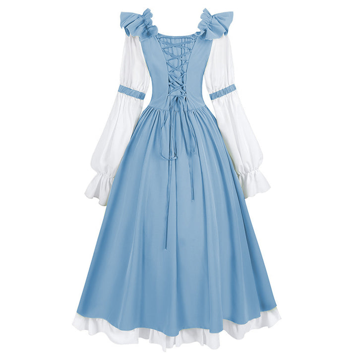 Damen nan romantisches viktorianisches Kleid mit Rüschenkragen, taillierter Korsagenoptik und ausgestelltem Tellerrock Echo Archiv