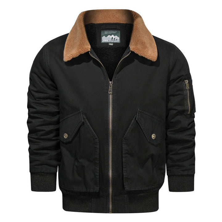 Herren Vintage Canvas Bomberjacke mit Sherpa-Kragen und verstärkten Klappentaschen Echo Archiv