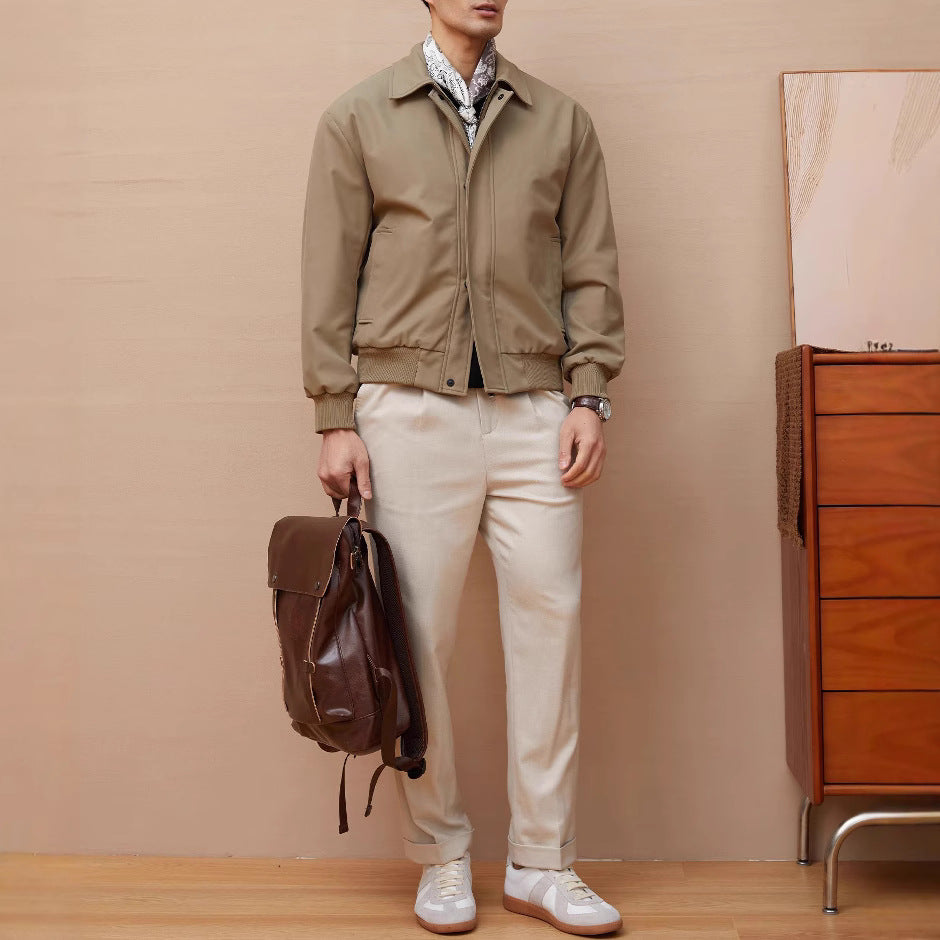 Herren klassische Harrington-Jacke mit Reißverschluss und Rippbündchen Echoarchiv