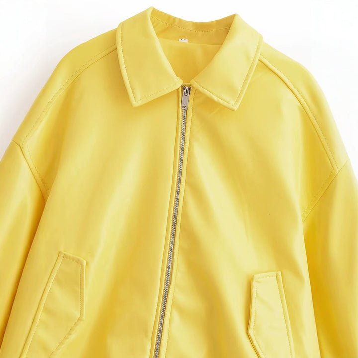 Damen Oversized Bomberjacke mit Reißverschluss, geripptem Saum und Pattentaschen Echoarchiv