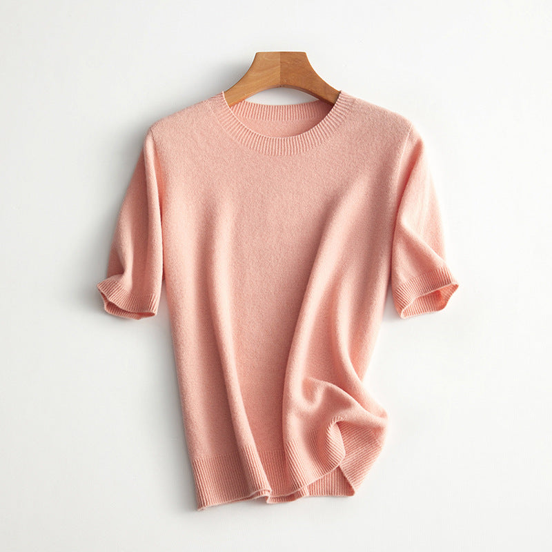 Damen Kurzarm Cashmere-Mix Pullover Echoarchiv