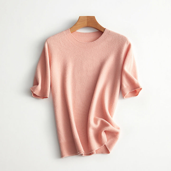 Damen Kurzarm Cashmere-Mix Pullover Echoarchiv