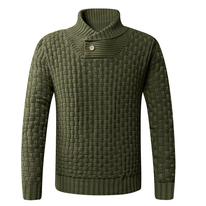 Herren Strickpullover mit modernem Schalkragen und Knopfdetails Echoarchiv