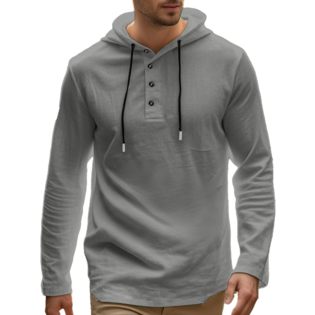 Herren Kapuzenpullover mit Knopfleiste und atmungsaktivem Material Echoarchiv