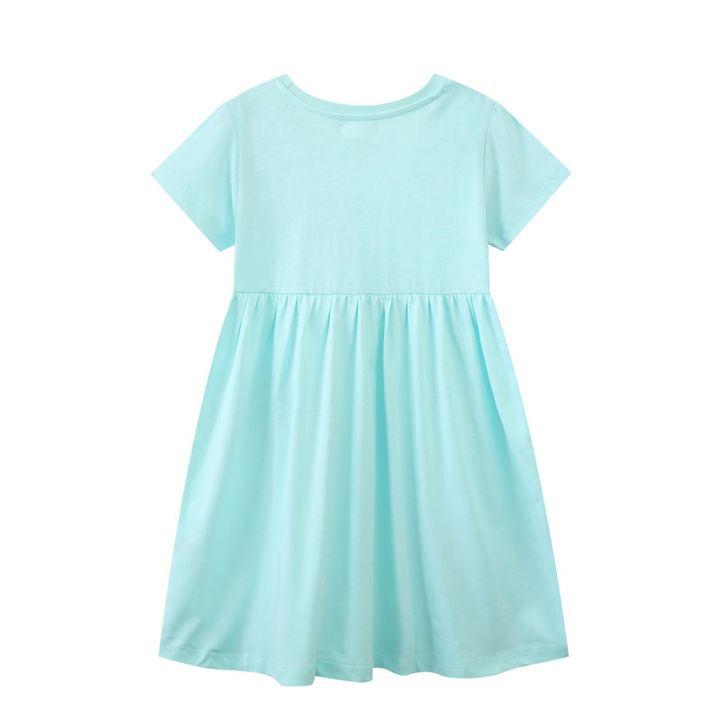 Mädchen Kurzarm-T-Shirt Kleid mit buntem Glitzer-Regenbogen Design Echo Archiv