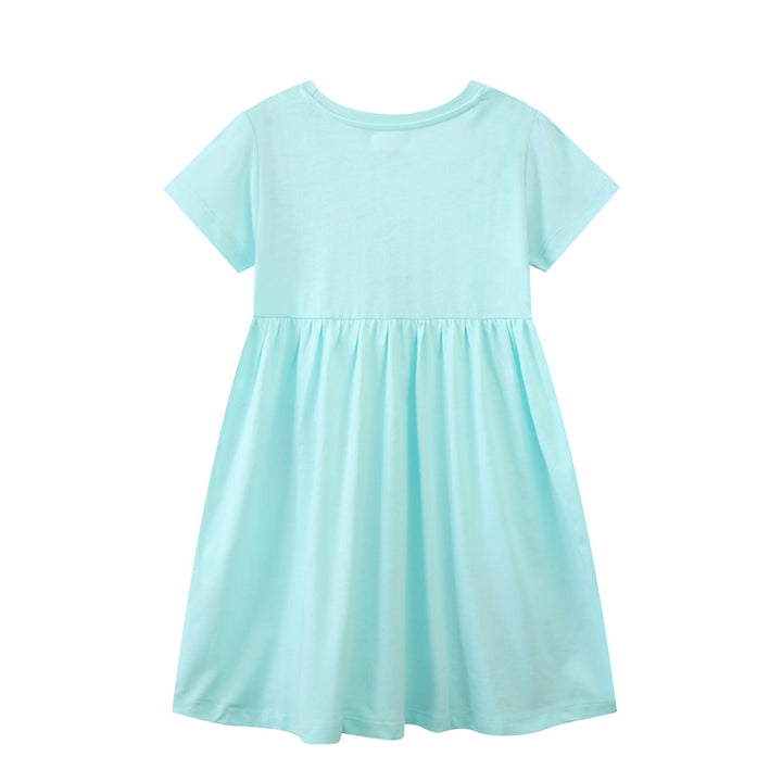 Mädchen Kurzarm-T-Shirt Kleid mit buntem Glitzer-Regenbogen Design Echo Archiv