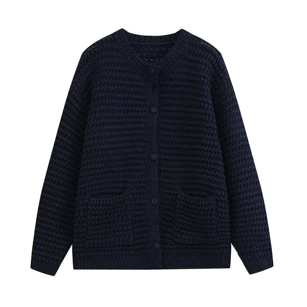 Damen Grobgestrickte Oversize-Cardigan mit Knopfleiste und aufgesetzten Taschen Echo Archiv