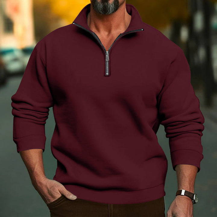 Herren Sweatshirt mit halblangem Reißverschluss und weichem Innenfutter – Marzano