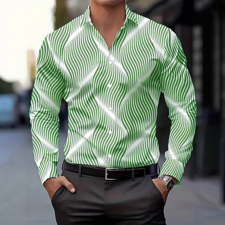 Herren Langarmhemd mit elegantem Wellenmuster Echoarchiv