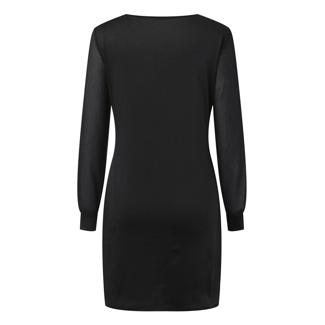 Damen nan elegantes Etuikleid mit transparenten Chiffon-Ärmeln, Rundhalsausschnitt und taillierter Silhouette Echo Archiv