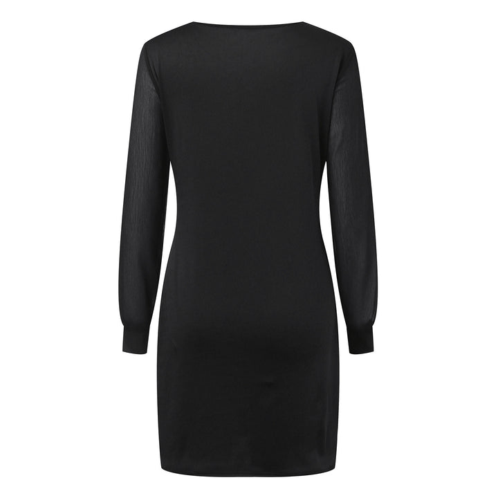 Damen nan elegantes Etuikleid mit transparenten Chiffon-Ärmeln, Rundhalsausschnitt und taillierter Silhouette Echo Archiv