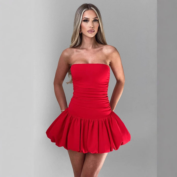 Damen Figurumspielendes Minikleid mit Raffung und voluminösem Rock Echo Archiv