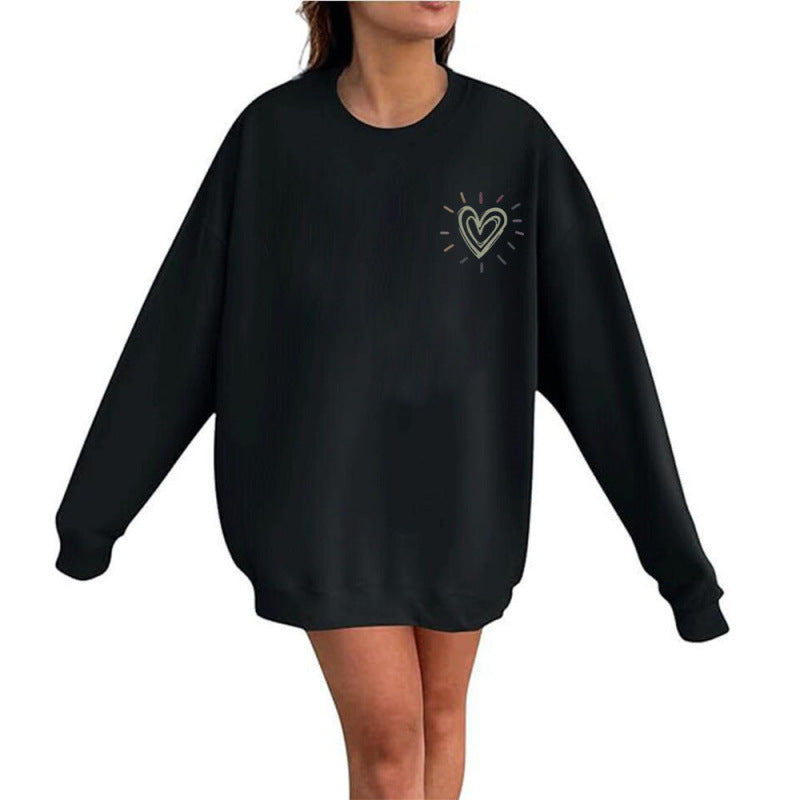 Damen Bequemer Sweatshirt mit Herzmotiv Echoarchiv