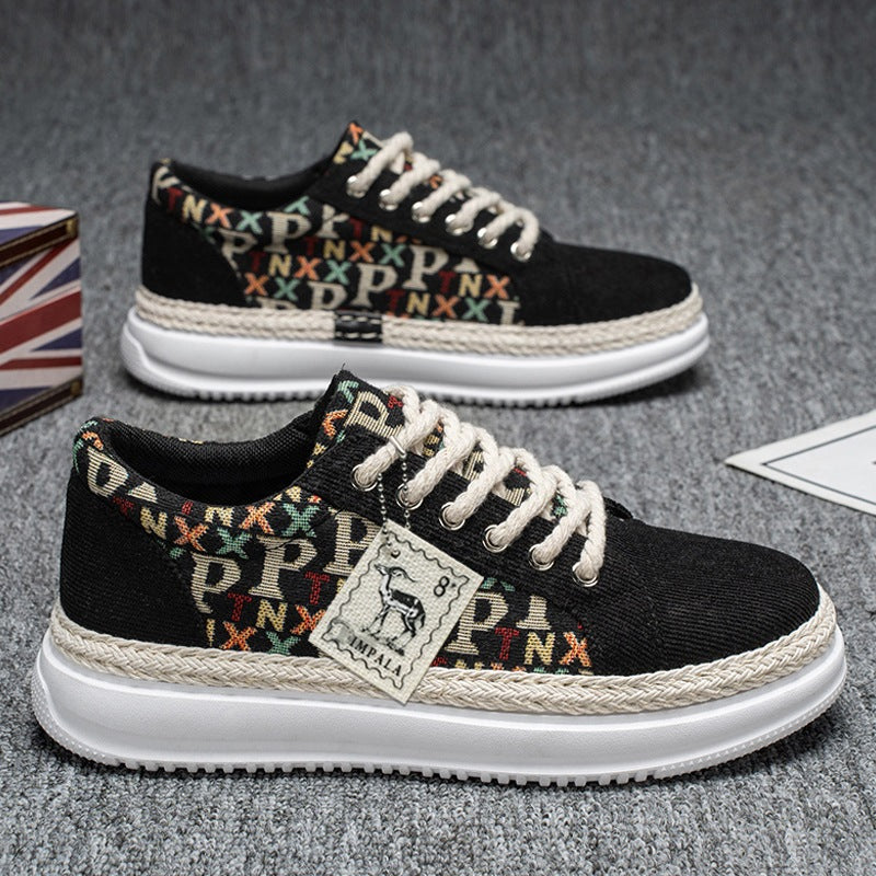 Damen Plateau-Espadrille-Sneaker mit geflochtenem Jute-Detail und monogramm-Canvas Echo Archiv